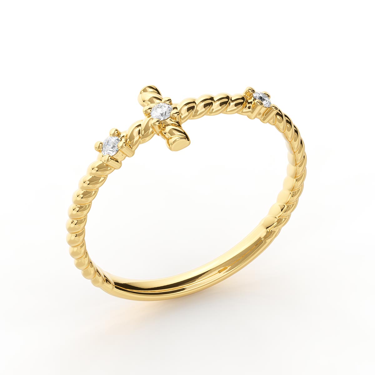 Stackable Twisted Cross Ring with Stones – Stakora
