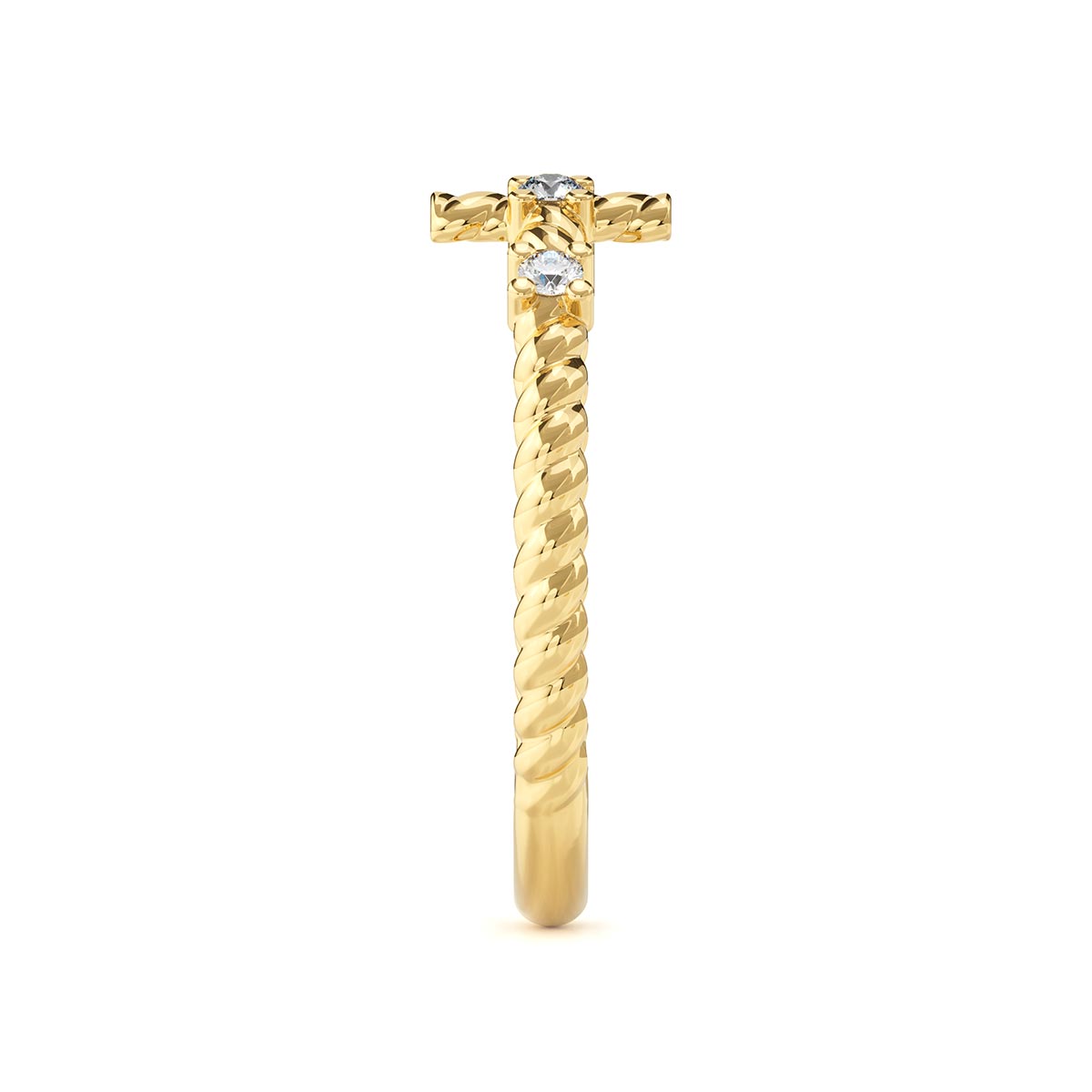 Stackable Twisted Cross Ring with Stones – Stakora