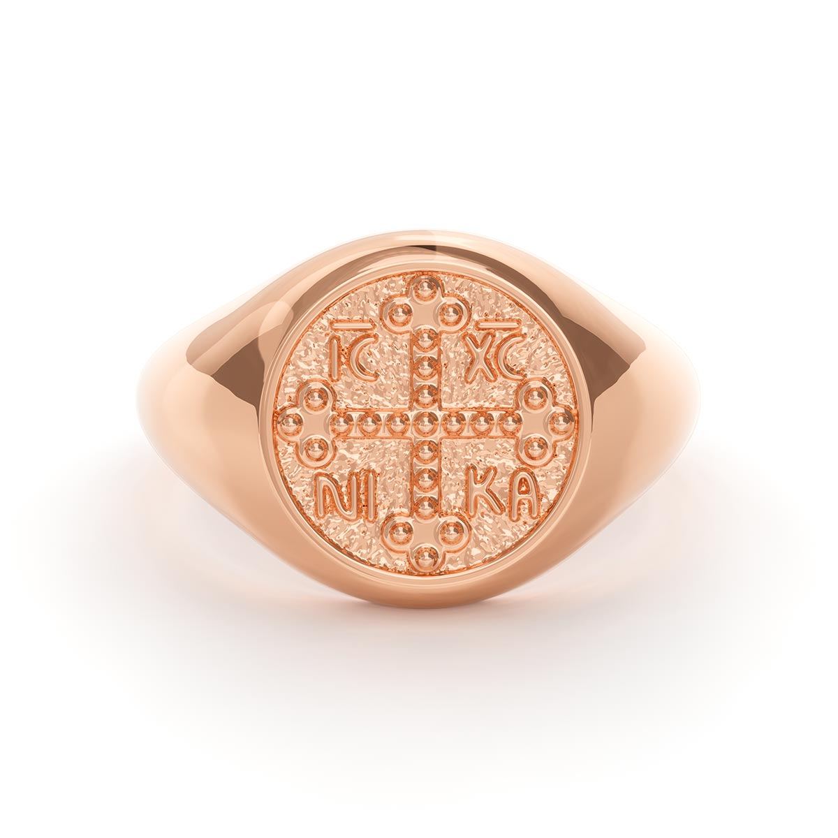 Dotted Greek Orthodox Cross Signet Ring