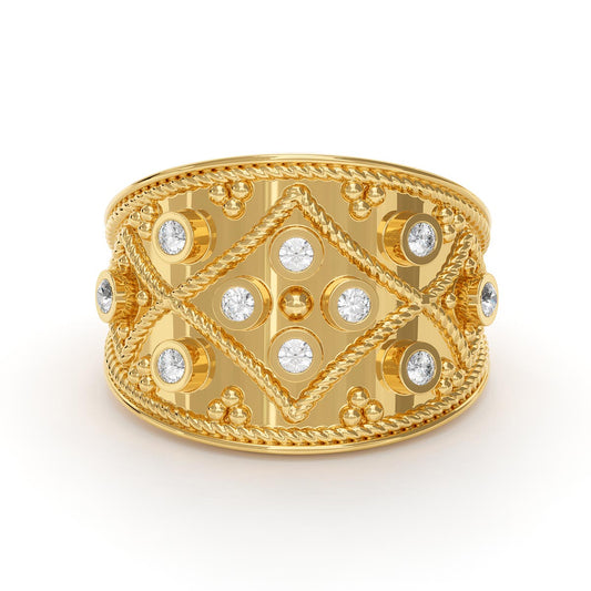 Textured Pavé Filgree Byzantine Ring