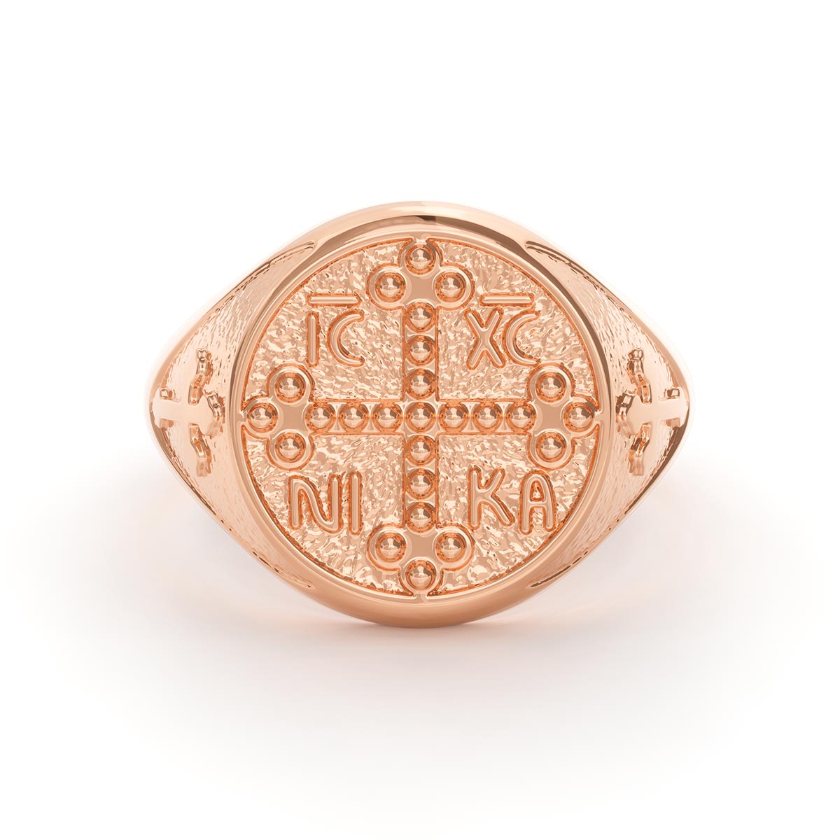 Men's Dotted Greek Orthodox Cross Signet Ring