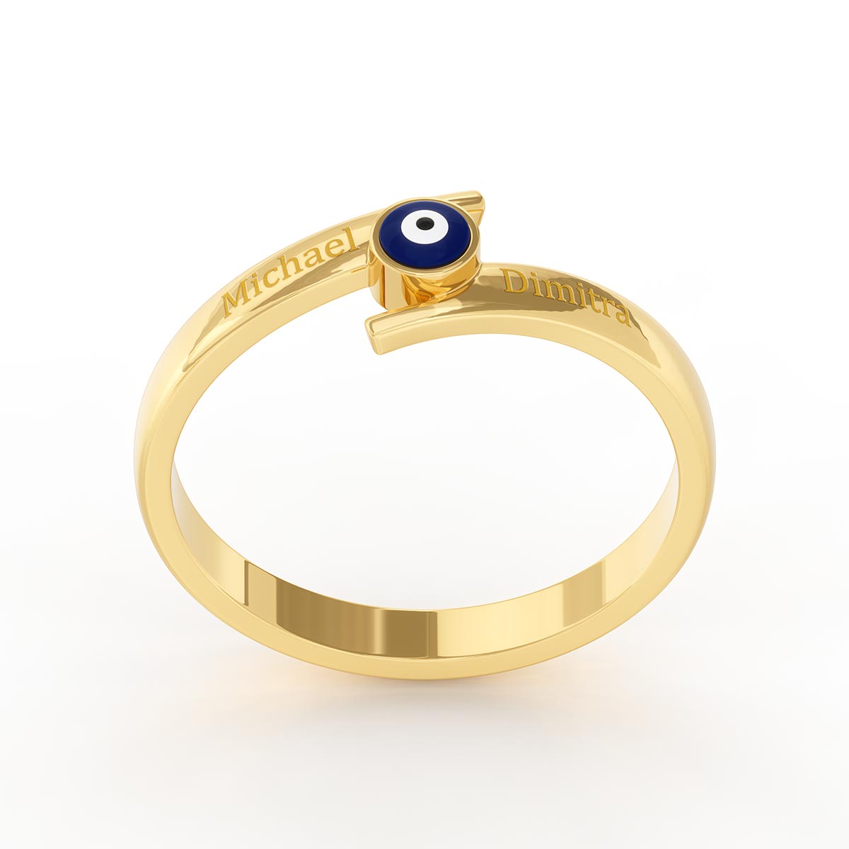Evil Eye Bypass Ring with Personalized Engravings
