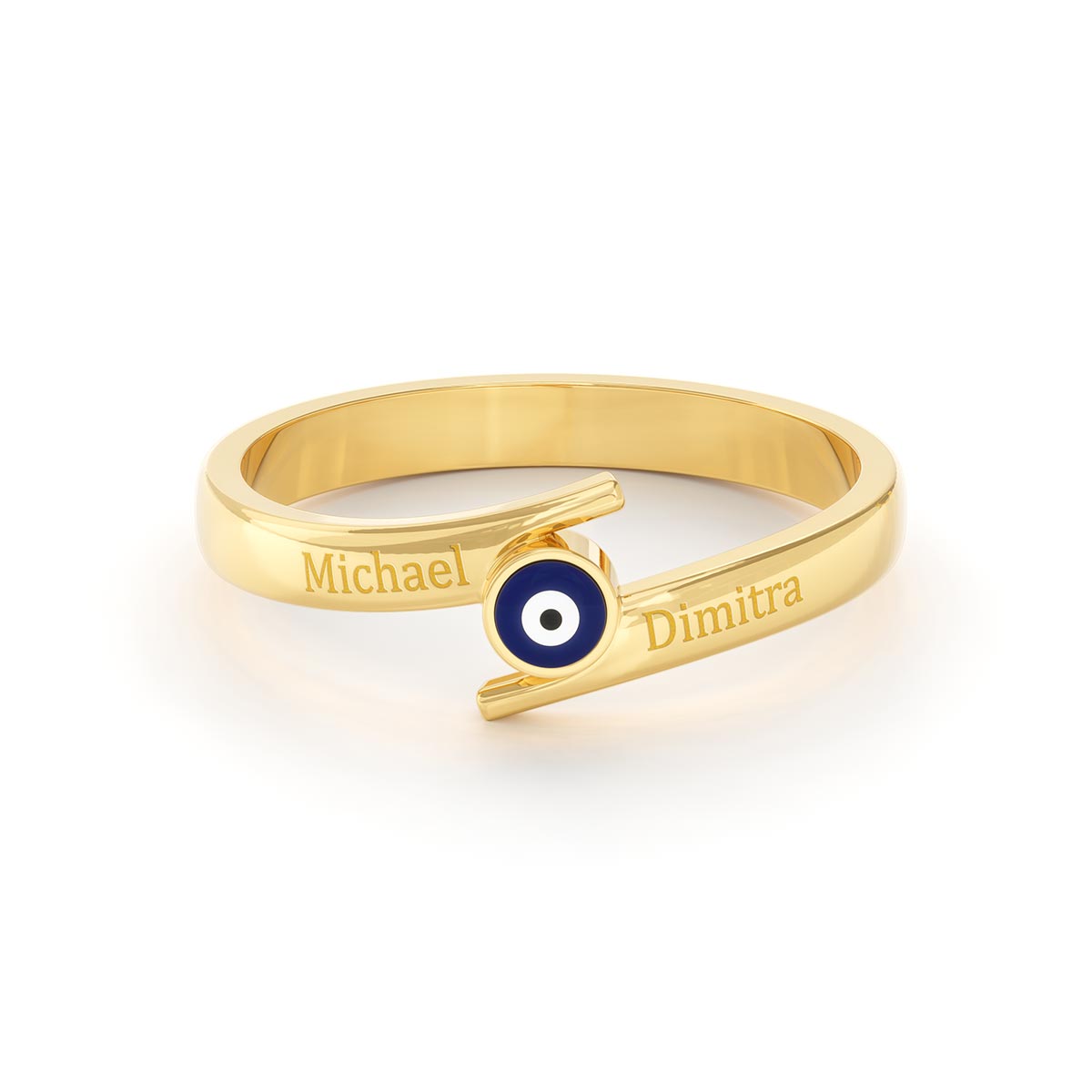 Evil Eye Bypass Ring with Personalized Engravings