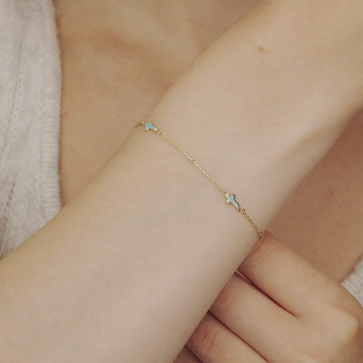 Turquoise Cross Beaded Bracelet – Stakora
