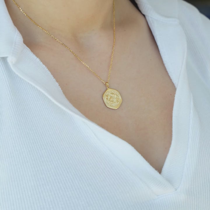 Athena Goddess Coin Pendant Faceted Bead Necklace Solid 14K Gold or Silver–  Vintage Magnality