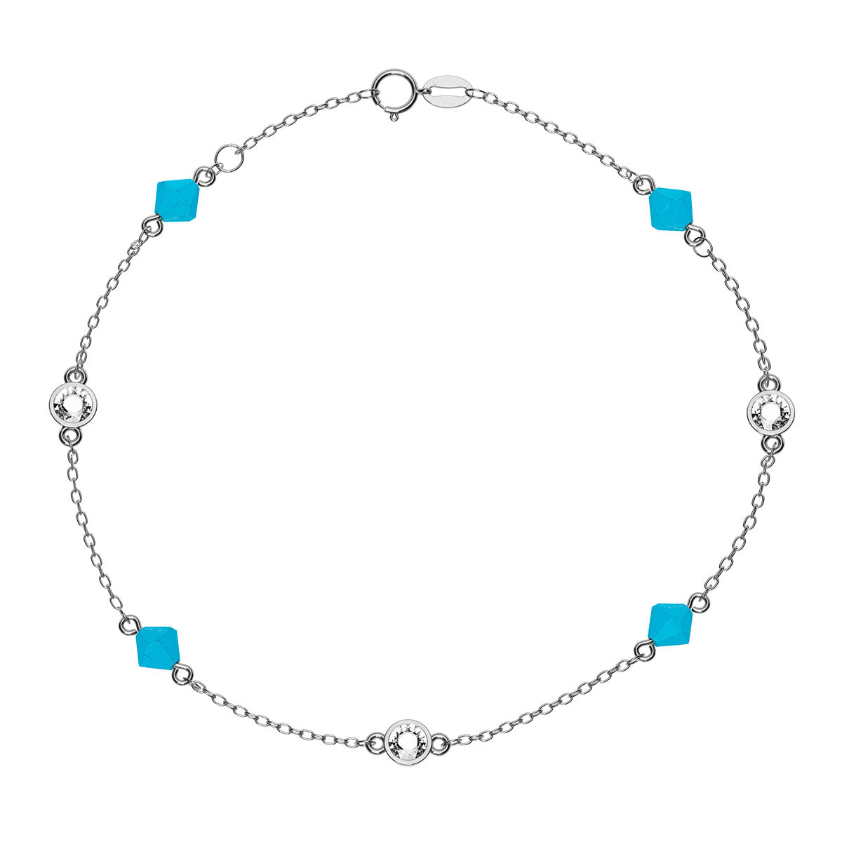 Rosary Style Bracelet With Stone Bezels and Turquoise Beads