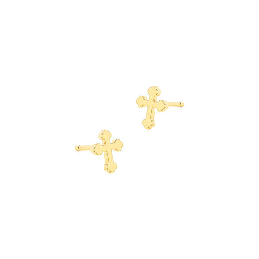 Mini Greek Orthodox Cross Stud Earrings