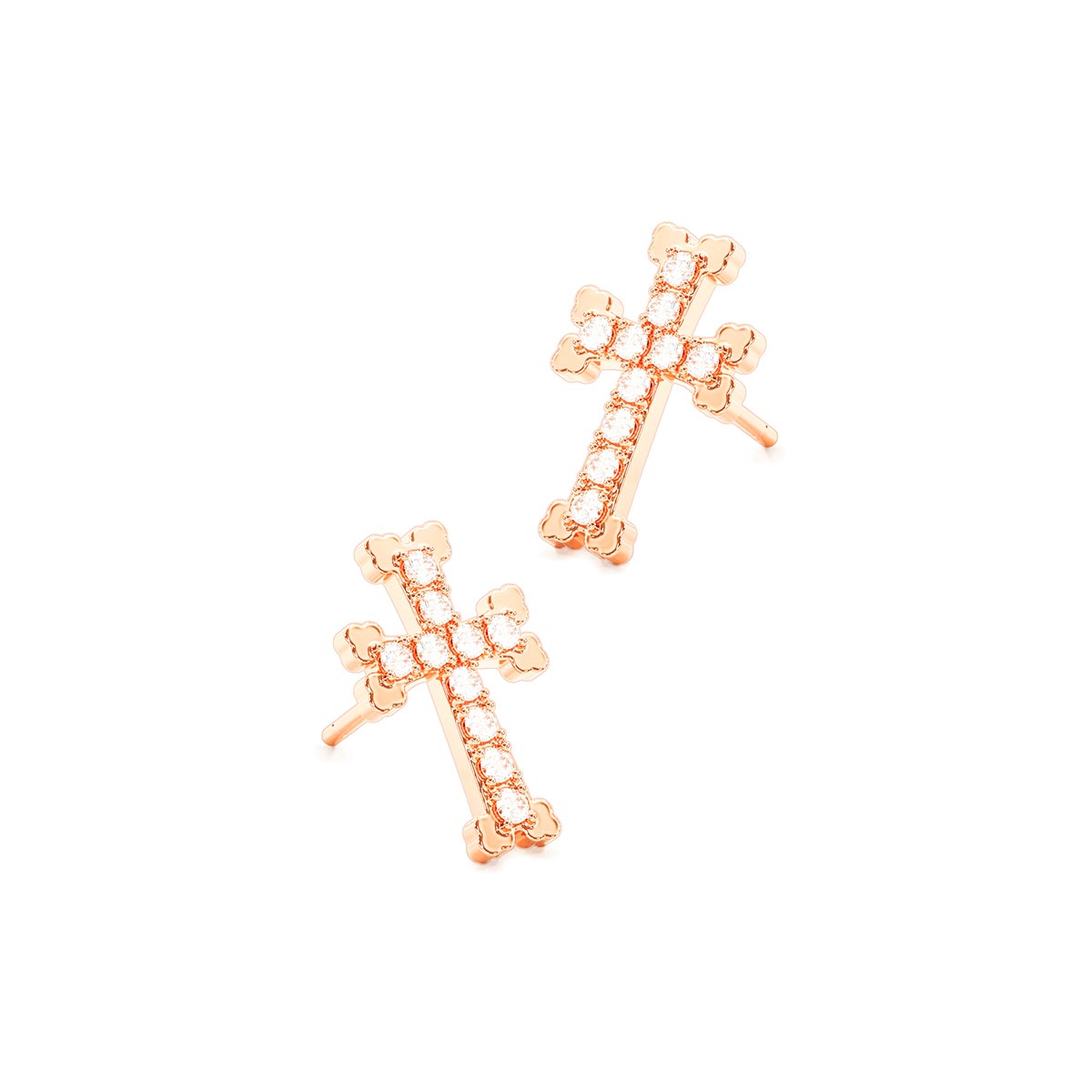 Armenian Cross Pavé Stud Earrings
