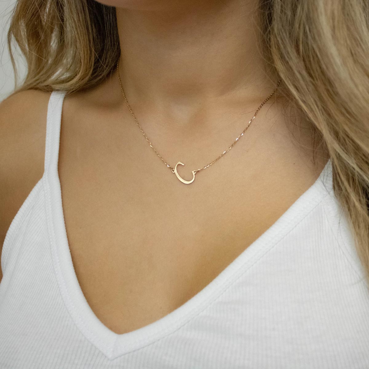 Sideways Letter Initial Necklace