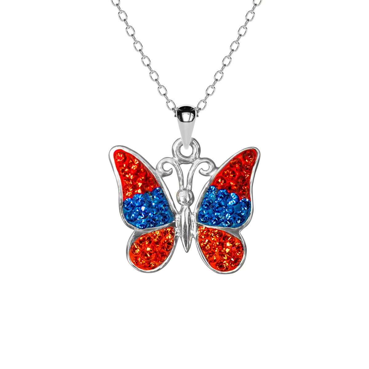 Armenian Flag Crystal Butterfly Necklace