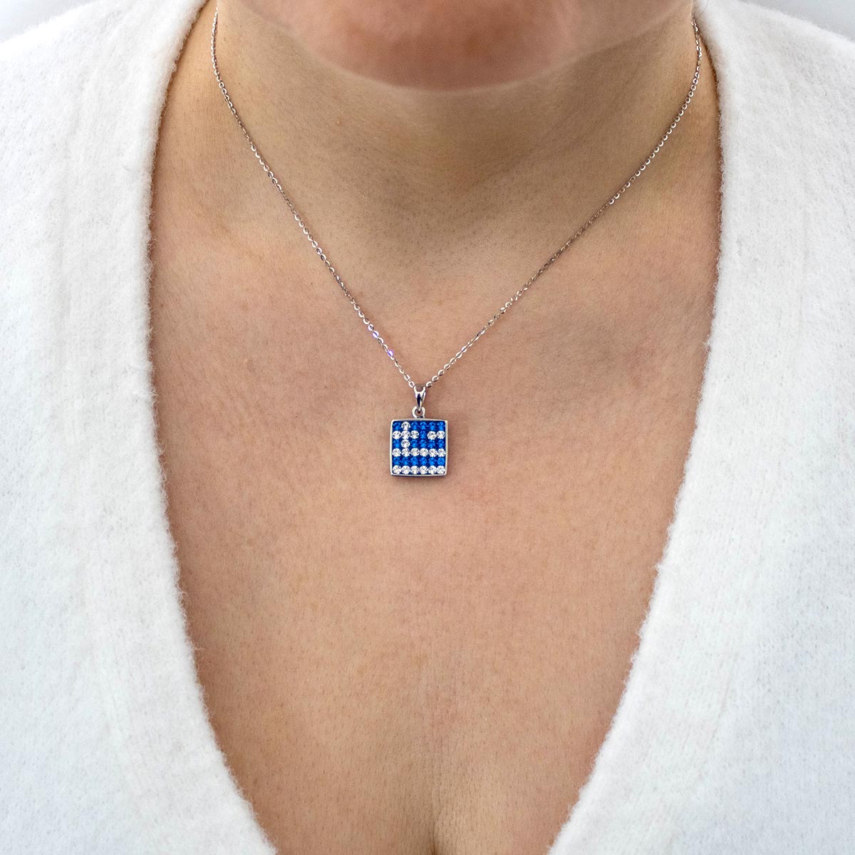 Greek Flag Crystal Necklace