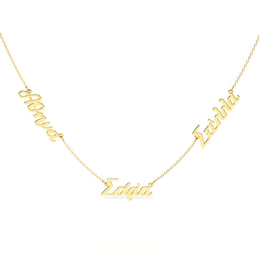 Greek Personalized 3 Name Necklace