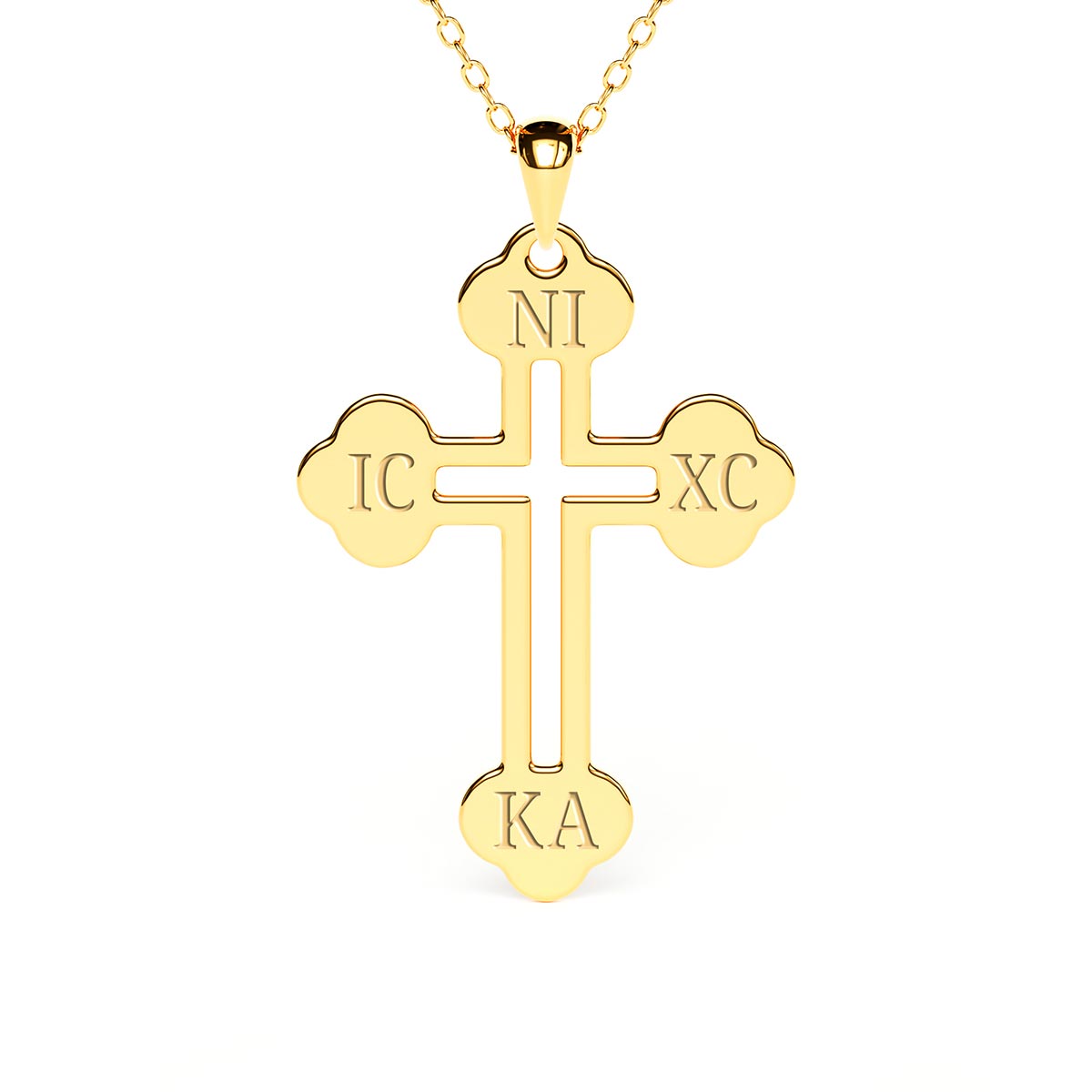 Greek Orthodox Engraved Cross Necklace