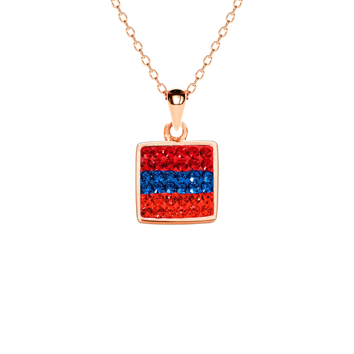 Armenian Flag Crystal Square Necklace