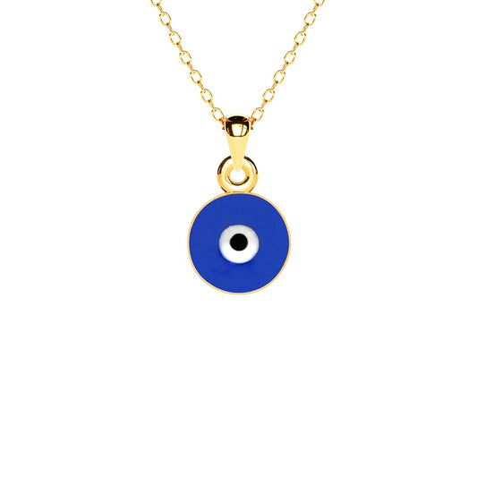 Mini Round Enamel Evil Eye Necklace