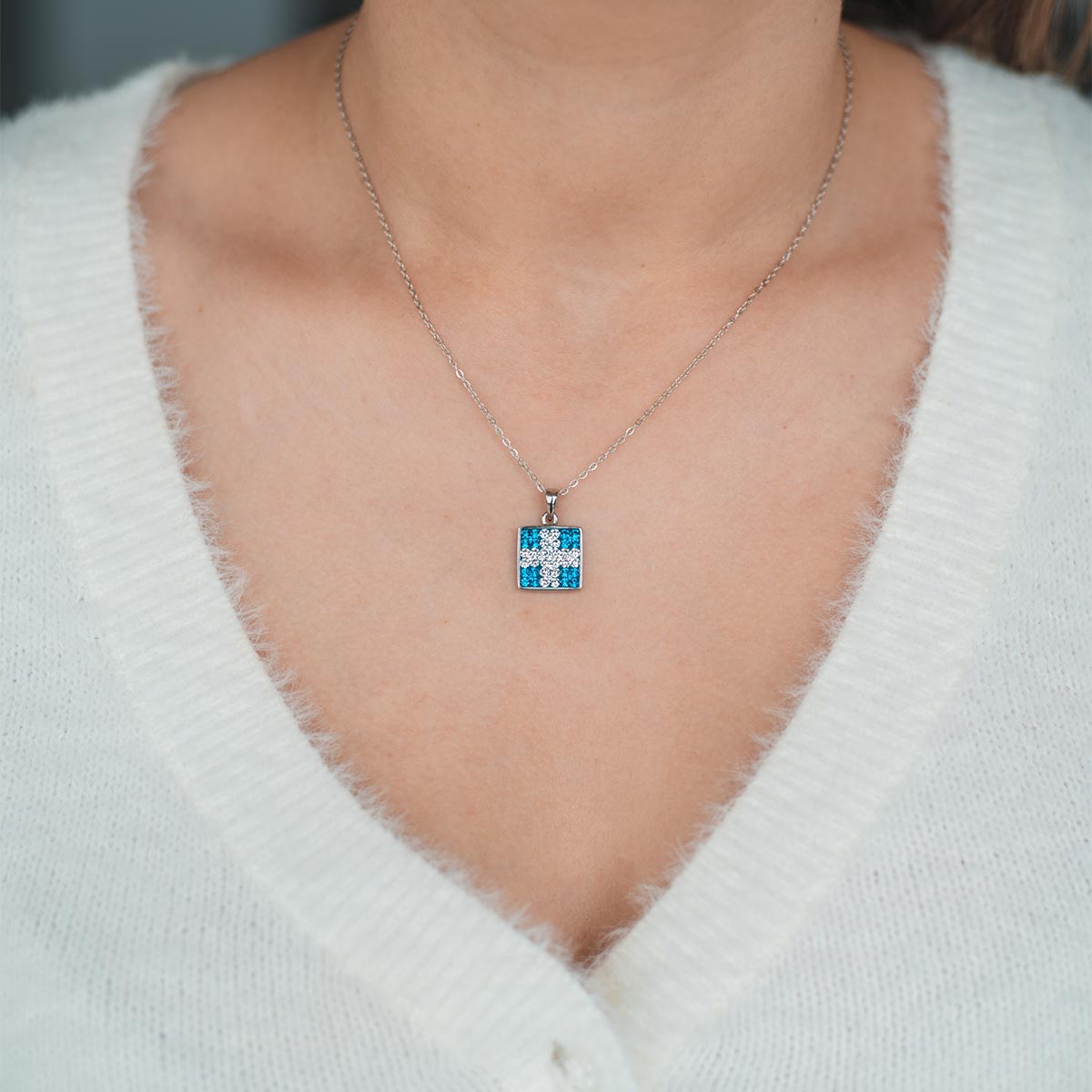 Greek Cross Crystal Necklace
