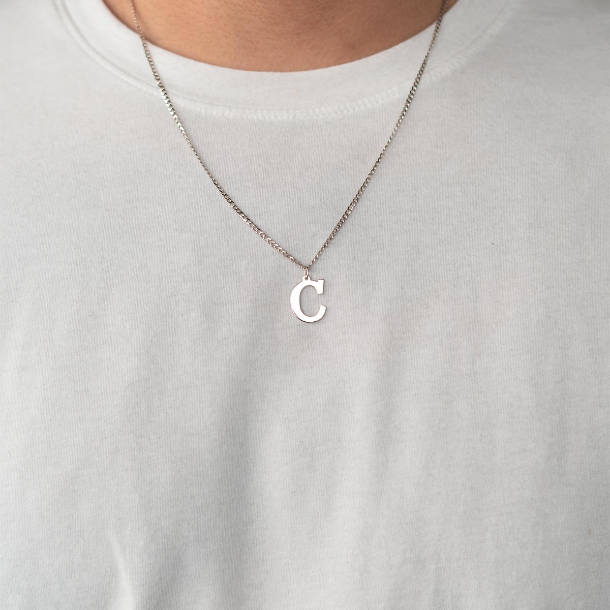 Initial Letter Pendant Necklace for Men Women Sterling Silver/Gold Pla –  JSJOY Fashion