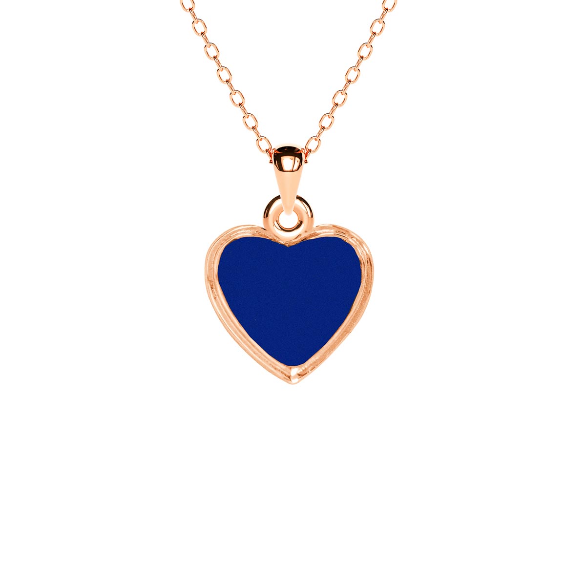Mini Blue Enamel Heart Necklace