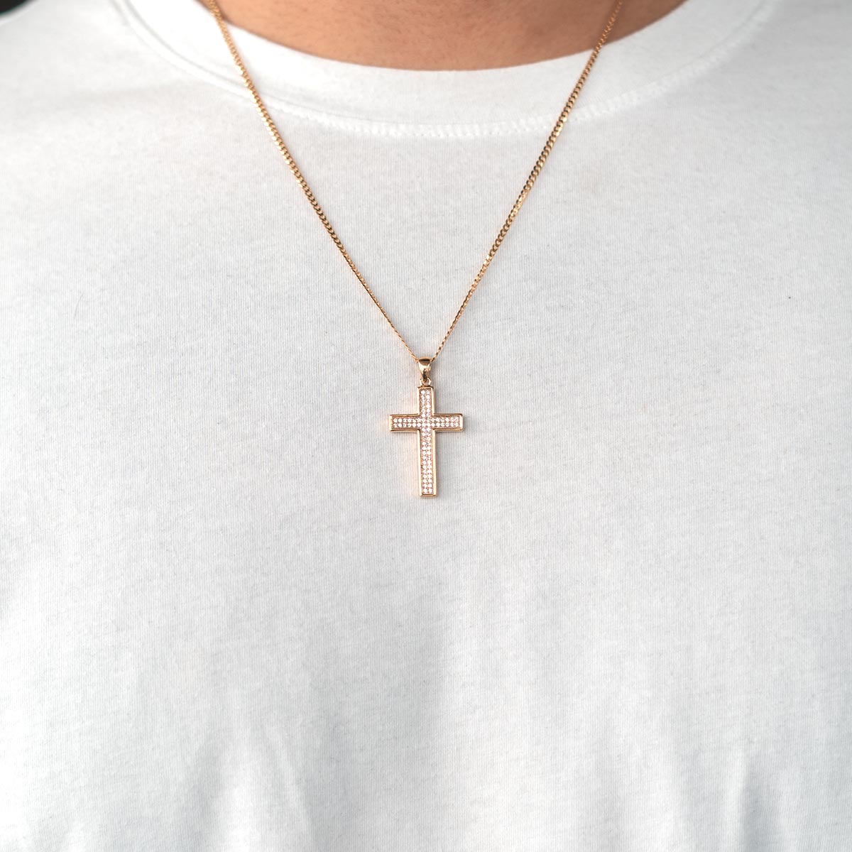 Men's Pavé Cross Necklace