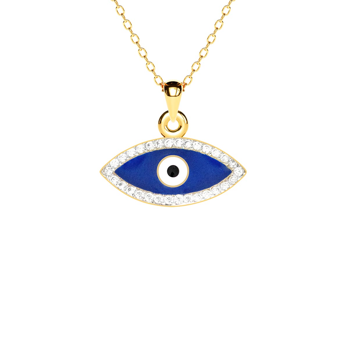 Enamel Marquise Evil Eye Pavé Necklace