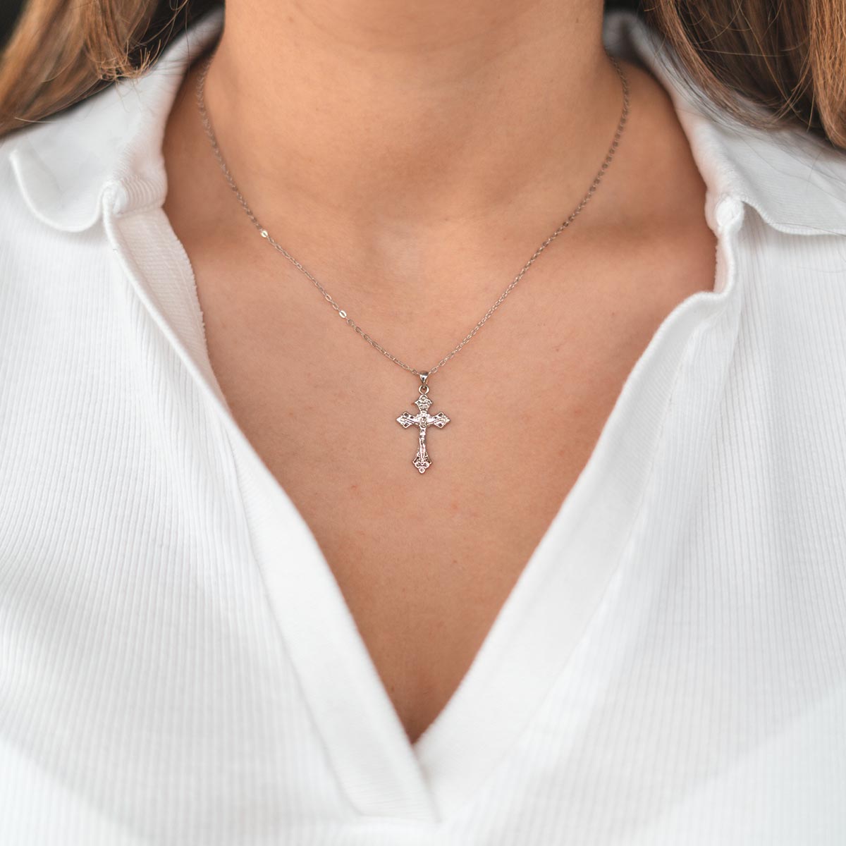 Mini Stylized Cross Necklace