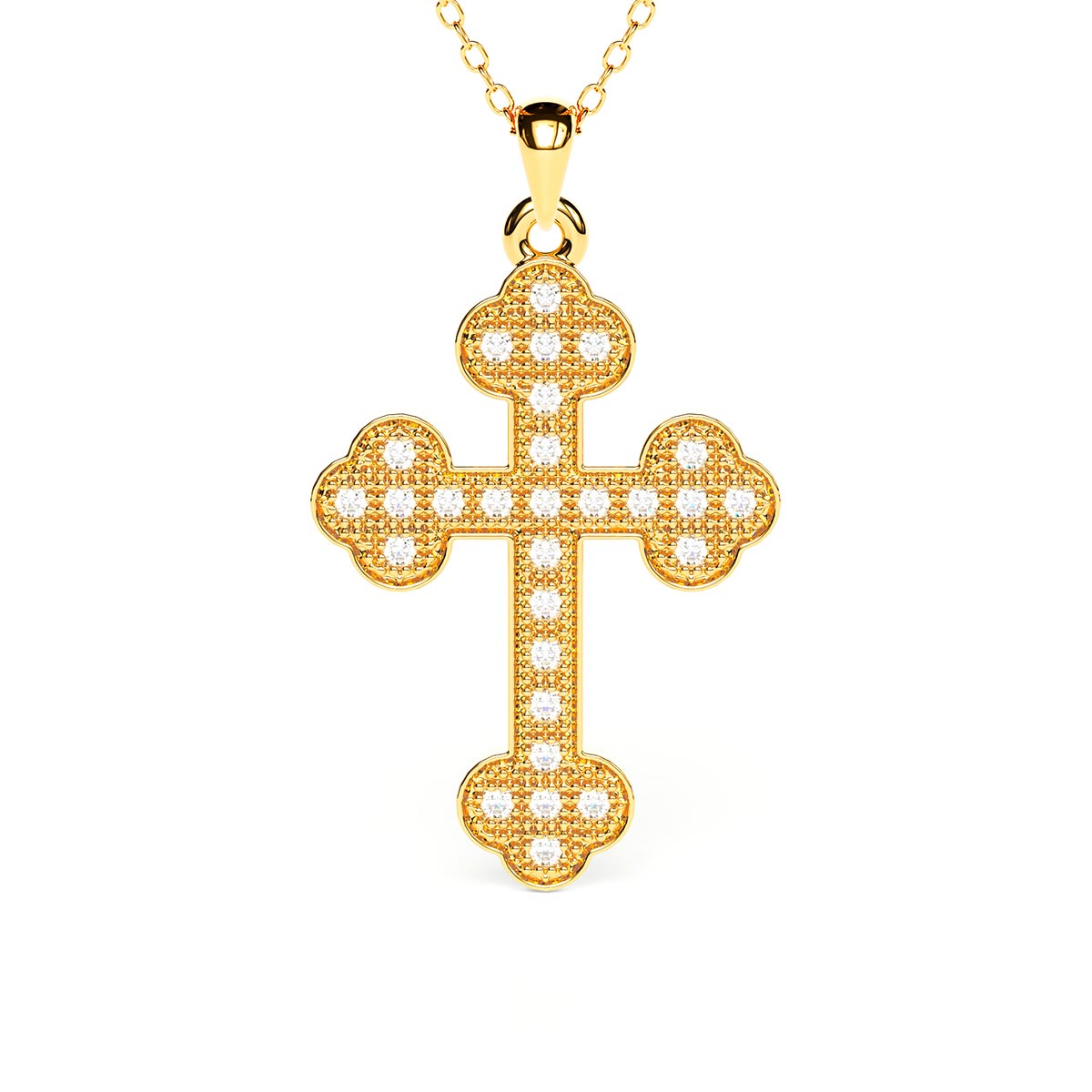 Greek Orthodox Cross Pavé Necklace