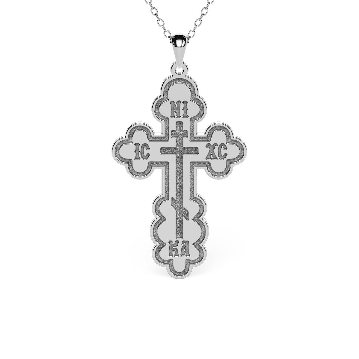 Puffy Greek Orthodox Cross Necklace
