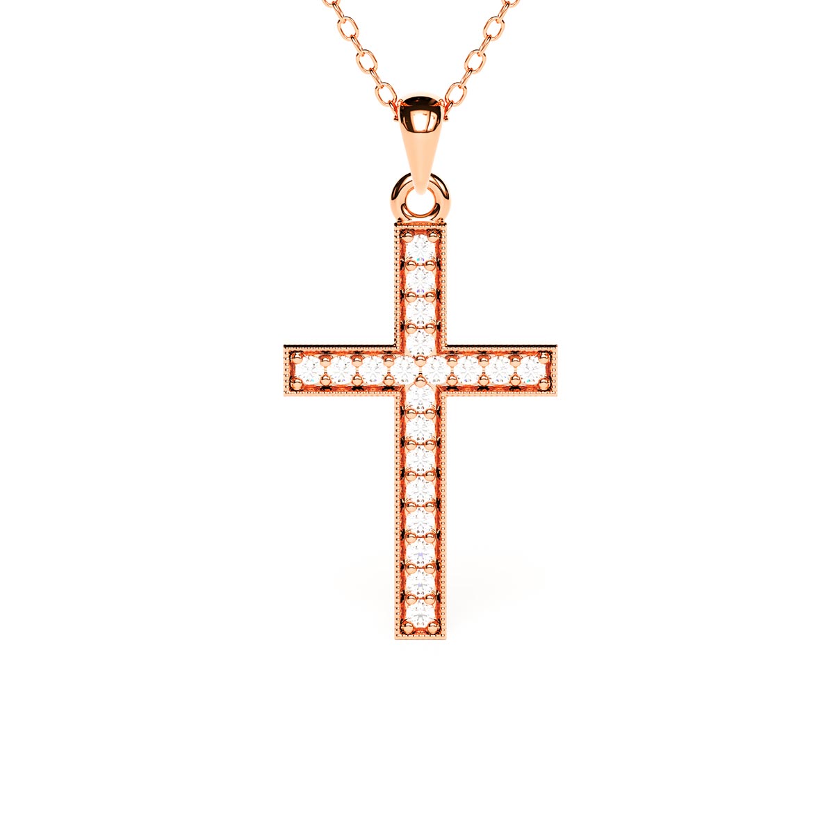 Modern Cross Pavé Necklace