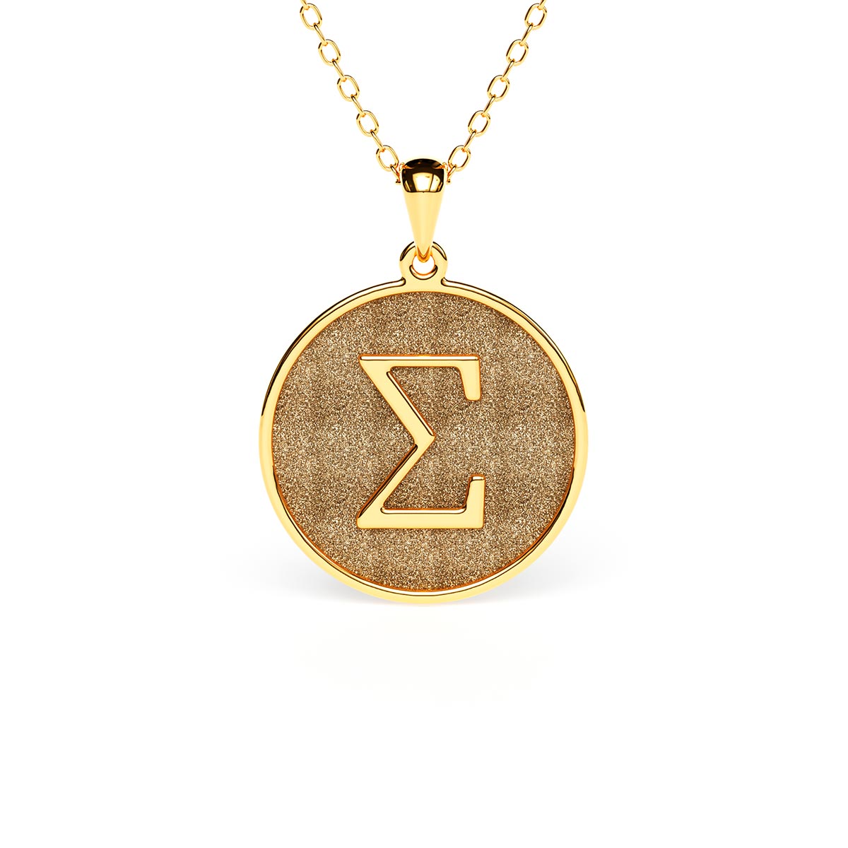 Stamped Greek Initial Disc Necklace