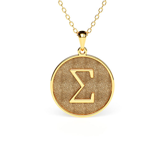 Stamped Greek Initial Disc Necklace