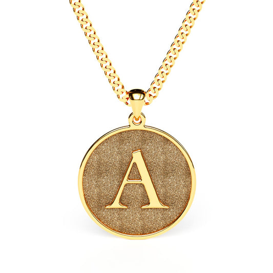 Men's Stamped Initial Disc Necklace
