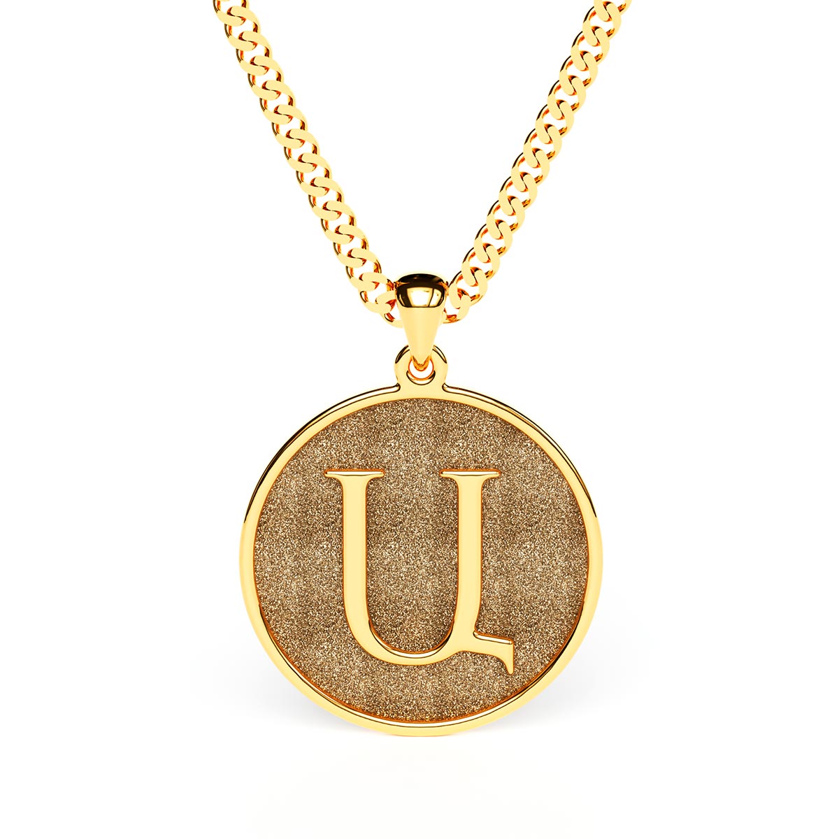 Men's Stamped Armenian Initial Disc Necklace