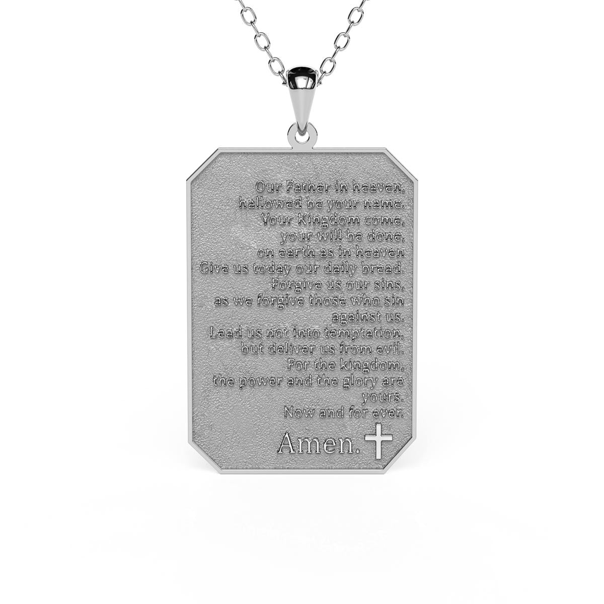 Textured Modern Lord's Prayer Tag Necklace