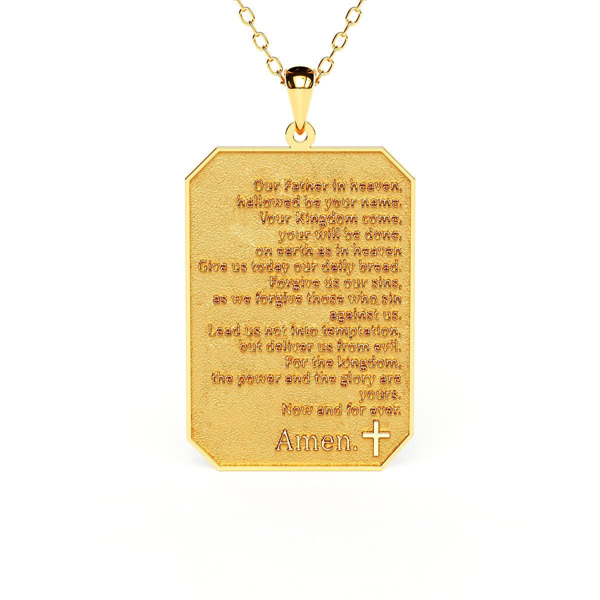 Textured Modern Lord's Prayer Tag Necklace