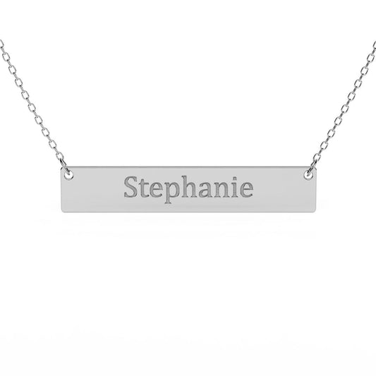 Horizontal Bar Necklace with Engraving