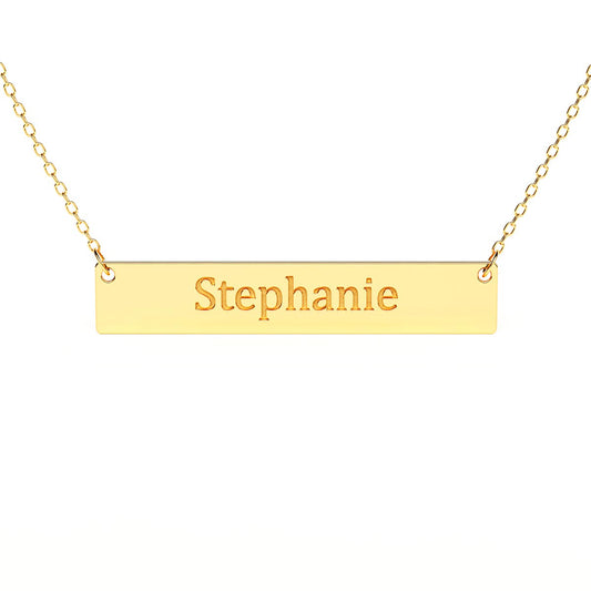 Horizontal Bar Necklace with Engraving