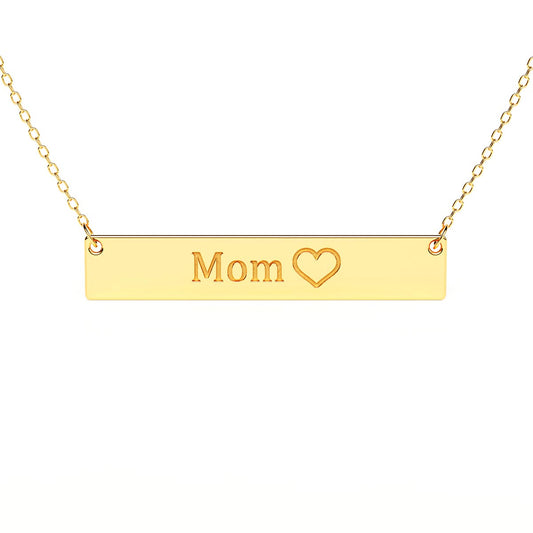 Bar Necklace With Mom Engraving