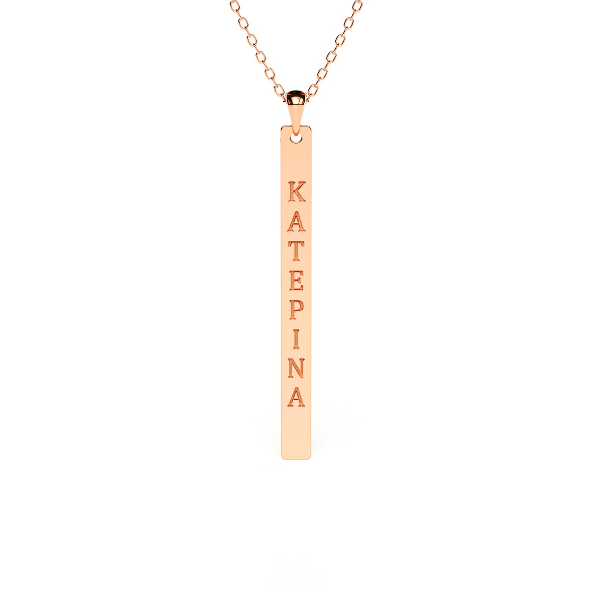 Vertical Bar Necklace with Greek Engraving