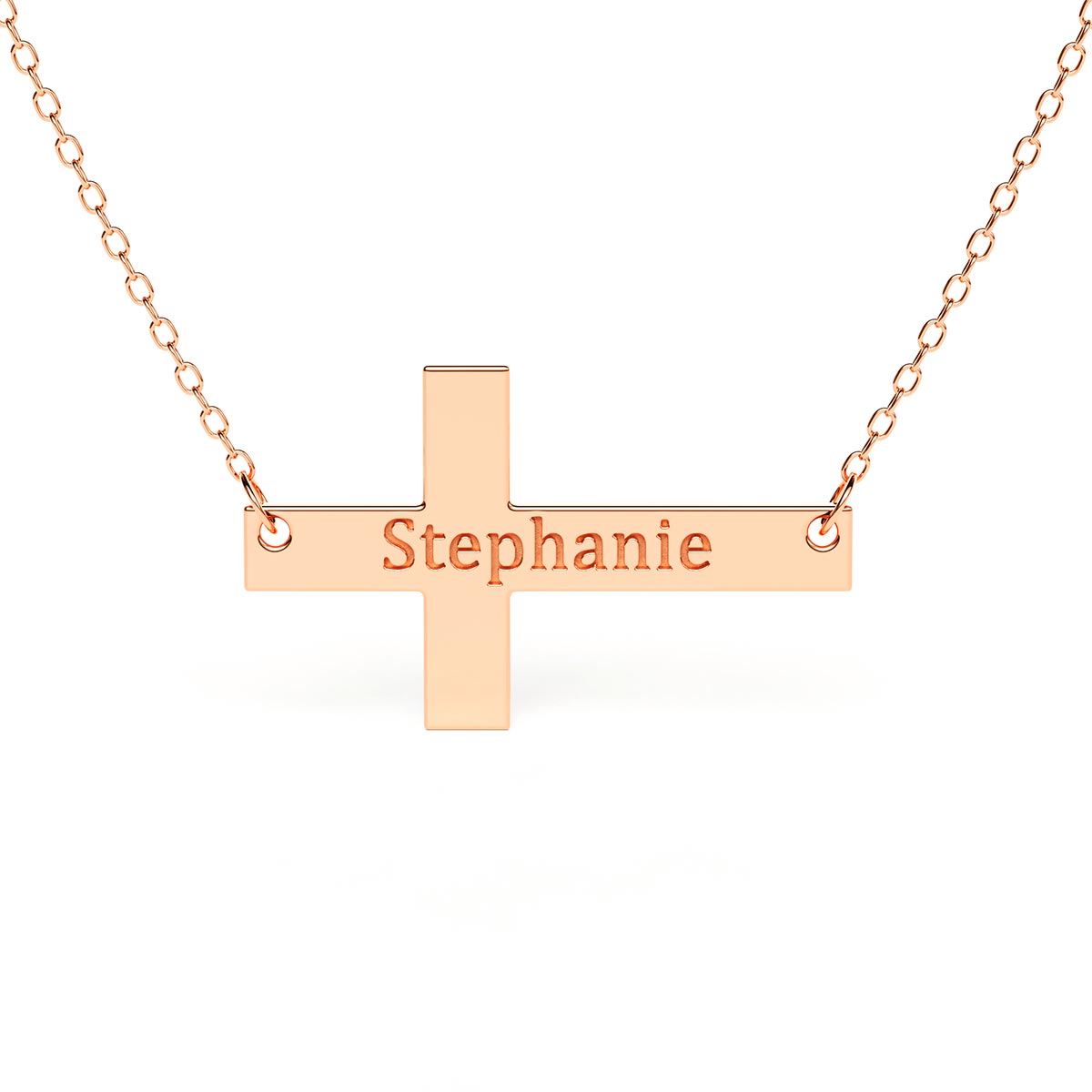Sideways Cross Necklace With Engraving