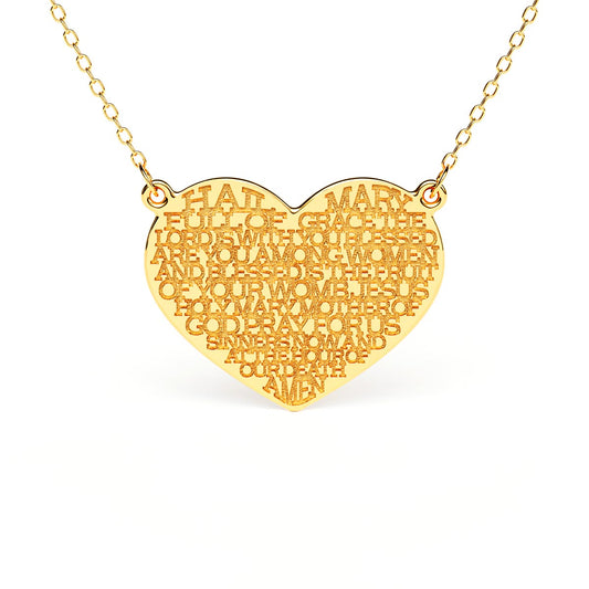 Engraved Modern Hail Mary Heart Necklace
