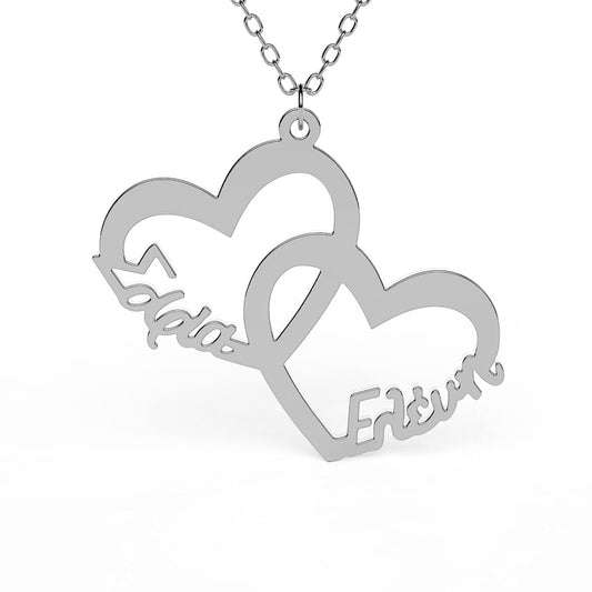United Hearts Greek Name Necklace