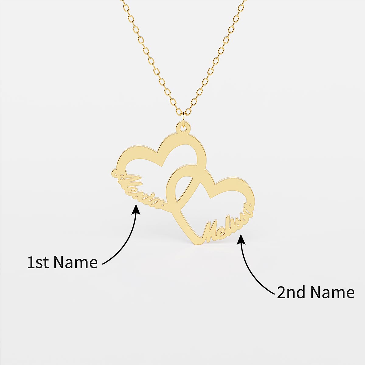 United Hearts Name Necklace