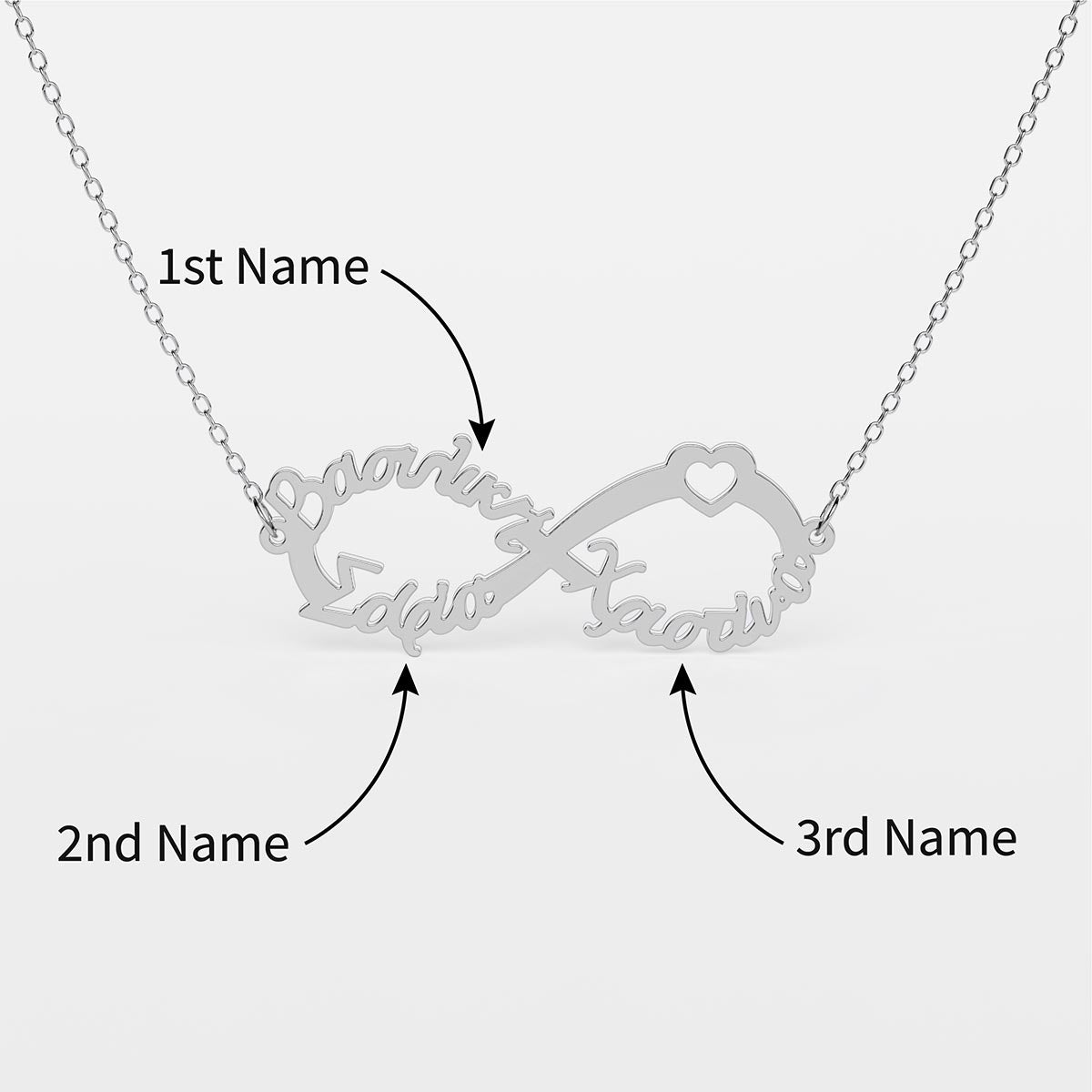3 Greek Name Infinity Necklace