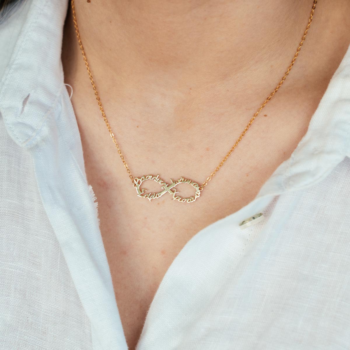 4 Greek Name Infinity Necklace