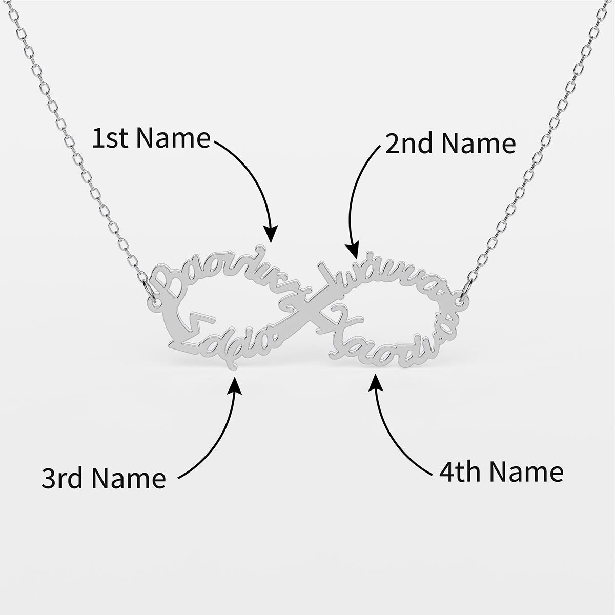 4 Greek Name Infinity Necklace