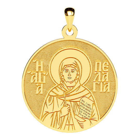 Saint Pelagia of Antioch Greek Orthodox Icon Round Medal