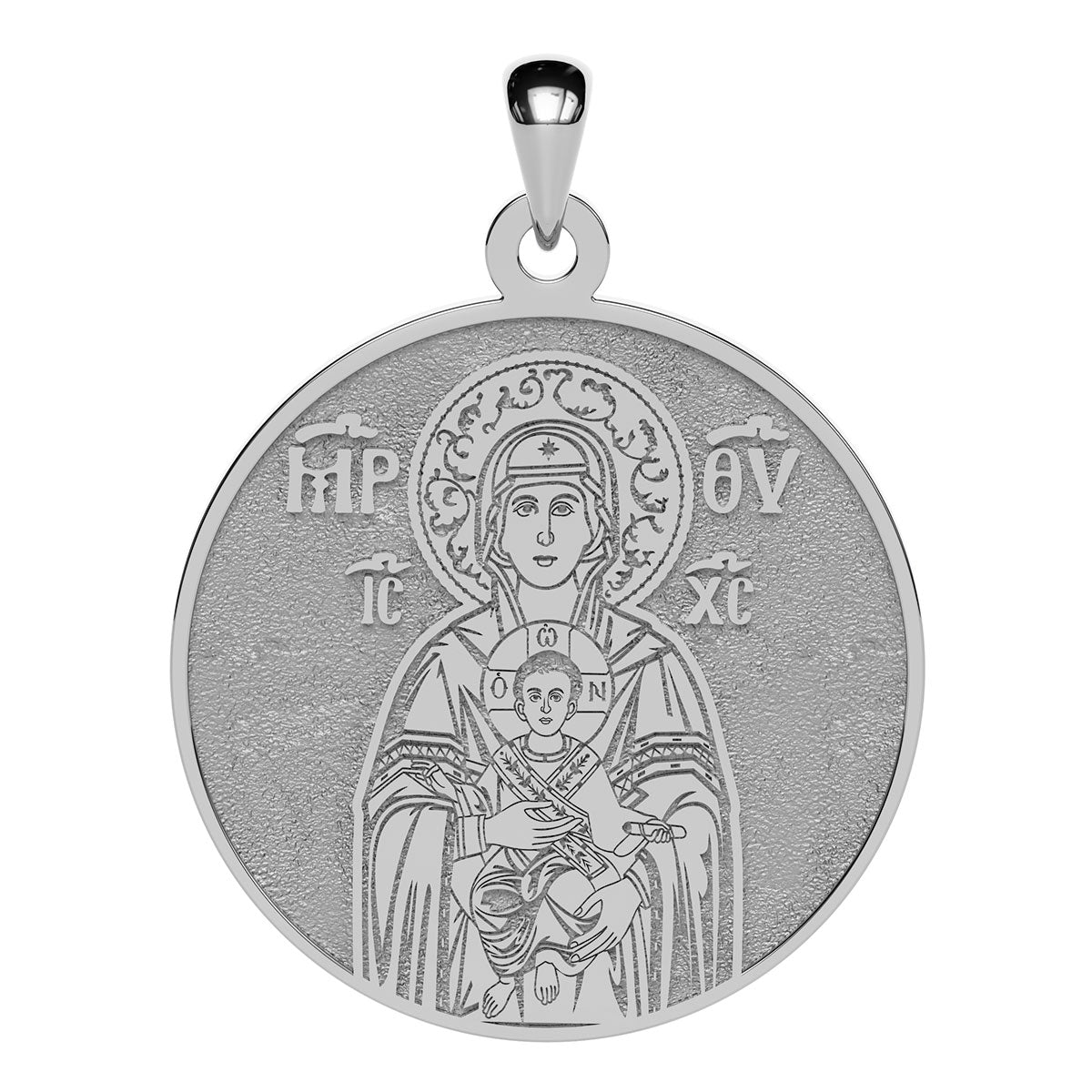 Virgin Mary Panagia Theotokos Greek Orthodox Icon Round Medal