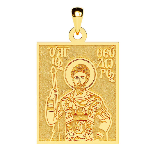 Saint Theodore the Tyro Greek Orthodox Icon Tag Medal