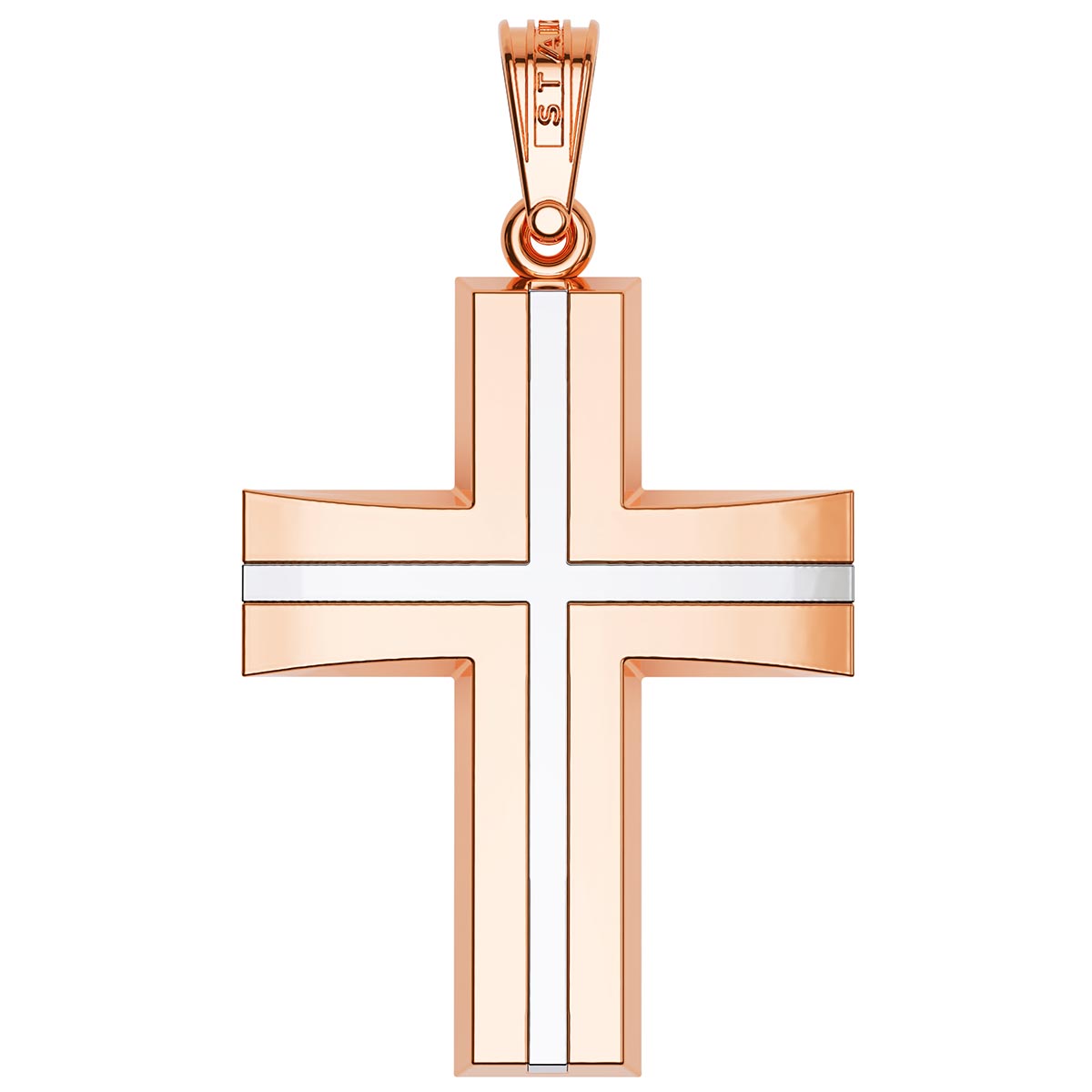 Christian Baptism Two-Tone Flat Cross With Inlay