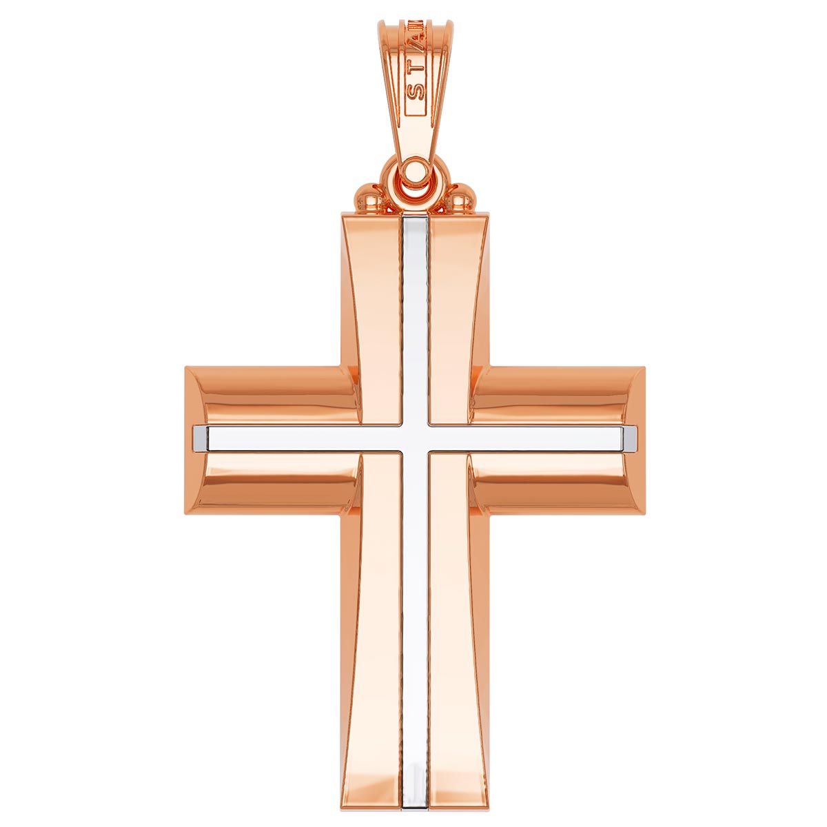 Christian Baptism Two-Tone Round & Flat Cross With Inlay